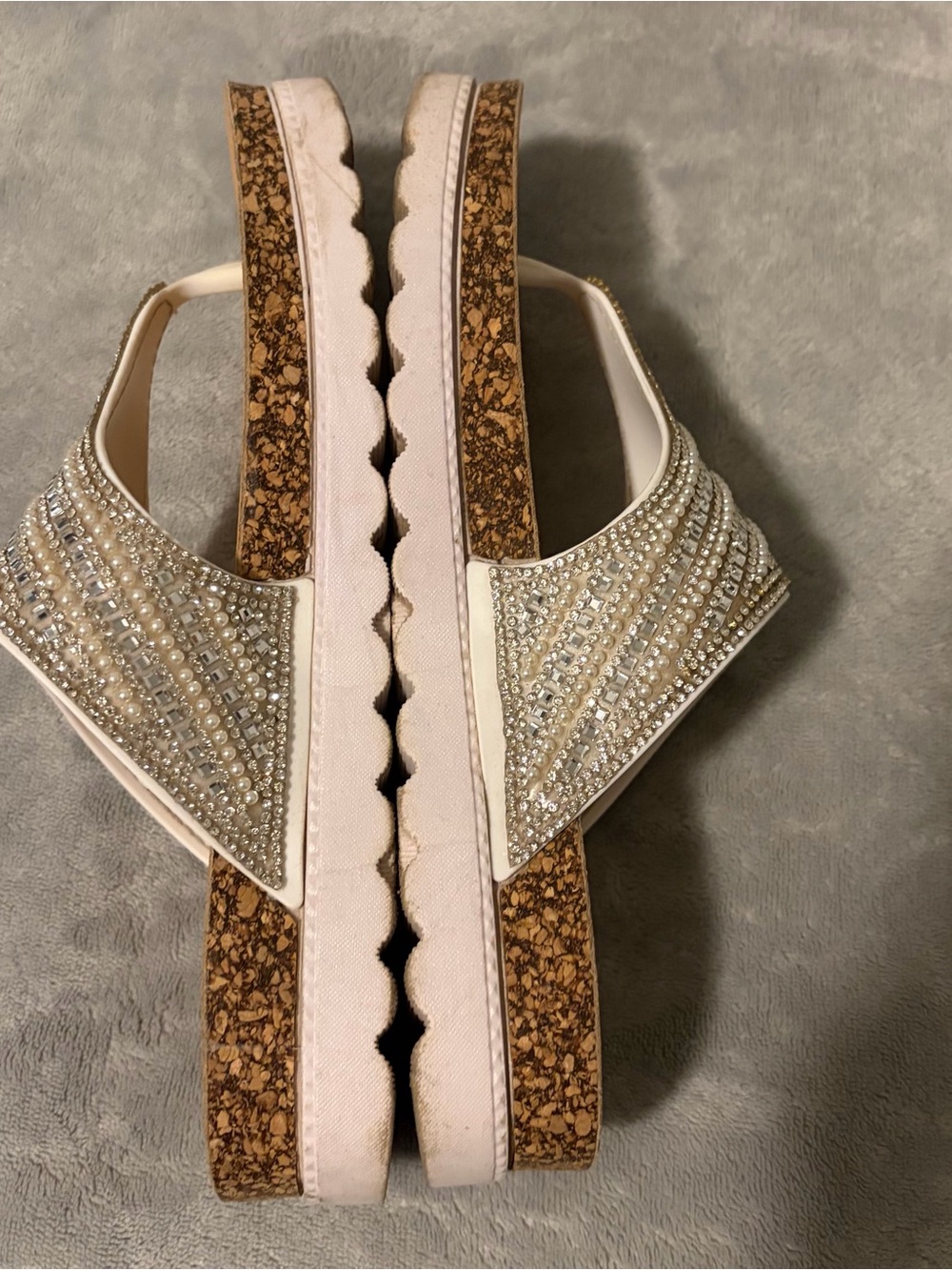 Daisy Fuentes Beige Crystal Embellished Thong Sandals - Picture 5 of 7